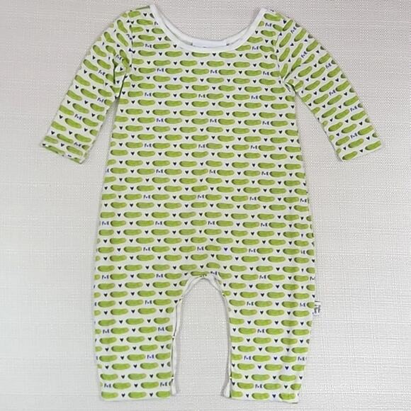 Pickles & Roses Pickles and Hearts All-Over Print Coveralls Romper 0-6 Months - Picture 1 of 11